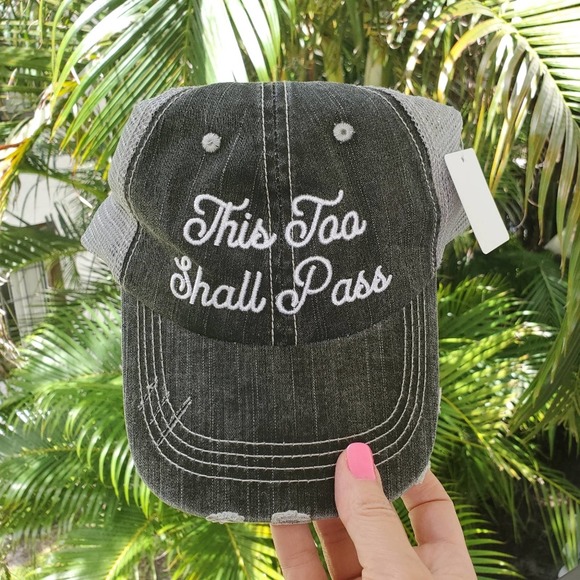 Katydid Accessories - NEW Grey Distressed This Too Shall Pass Hat